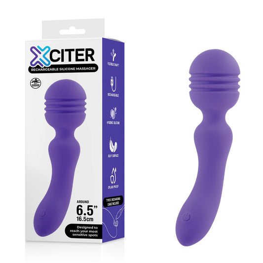 Xciter - Purple - Purple 16.5 cm USB Rechargeable Massage Wand-FPBQ048A00-022