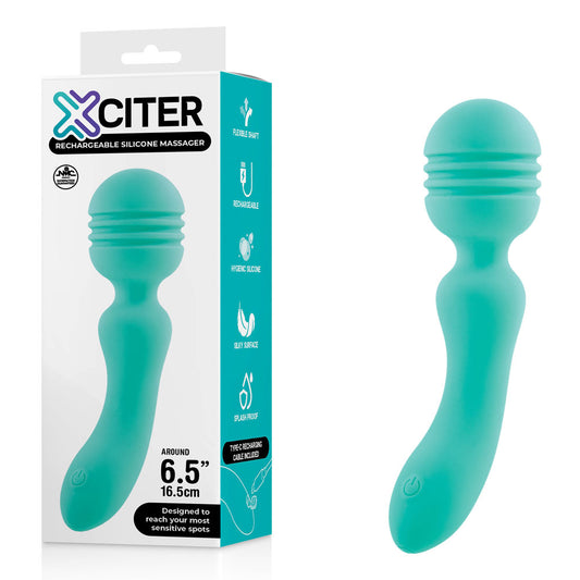 Xciter - Teal - Teal 16.5 cm USB Rechargeable Massage Wand-FPBQ048A00-026