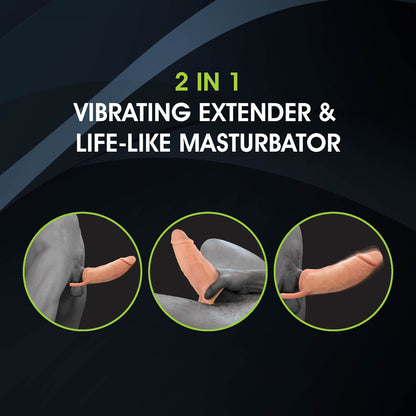 Extendor+ - Flesh 2 Inch Vibrating Penis Extender and Stroker-FVRQ046A00-001