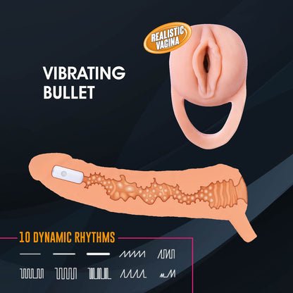 Extendor+ - Flesh 2 Inch Vibrating Penis Extender and Stroker-FVRQ047A00-001