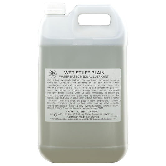 Wet Stuff Plain - 5kg Bottle - Water Based Lubricant with Vitamin E - 5 kg Bottle-GW32210