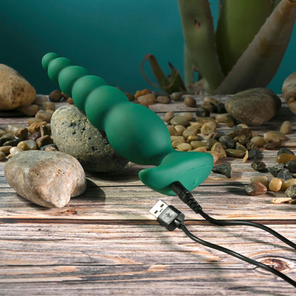 Gender X THE RATTLER - Green 17 cm USB Rechargeable Vibrating and Twirling Anal Plug - GX-RS-7357-2