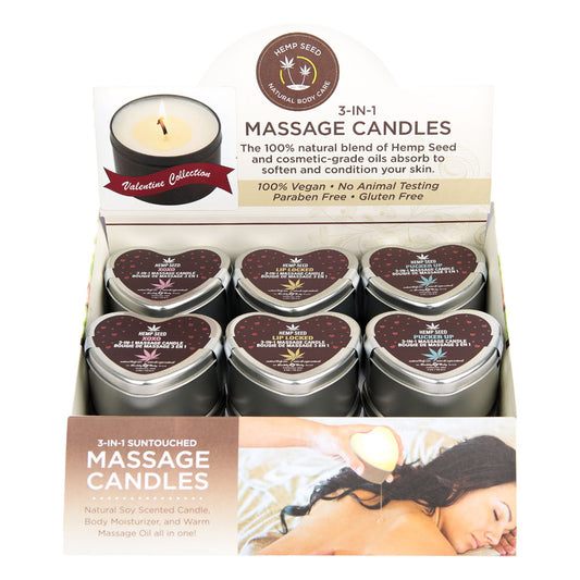 EB Hemp Seed Lovers Heart Candle Display - Counter Display of 12 and Tester - HSCV026D