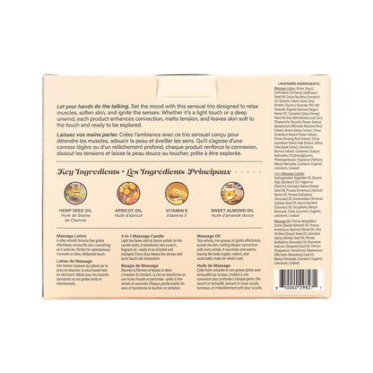 Hemp Seed Tranquility Trio - Lavender - Lavender Scented Massage & Caress Kit - 3 Piece Kit - HSMIB2517