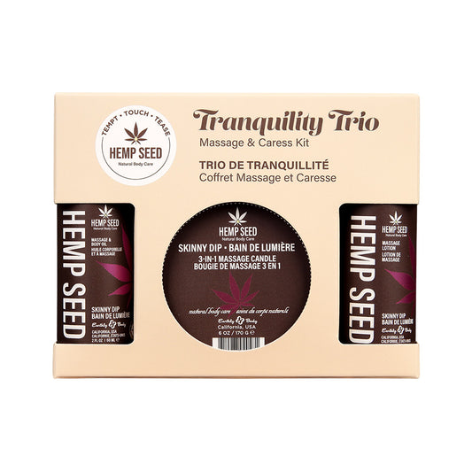 Hemp Seed Tranquility Trio - Skinny Dip - Skinny Dip Scented Massage & Caress Kit - 3 Piece Kit - HSMIB2521