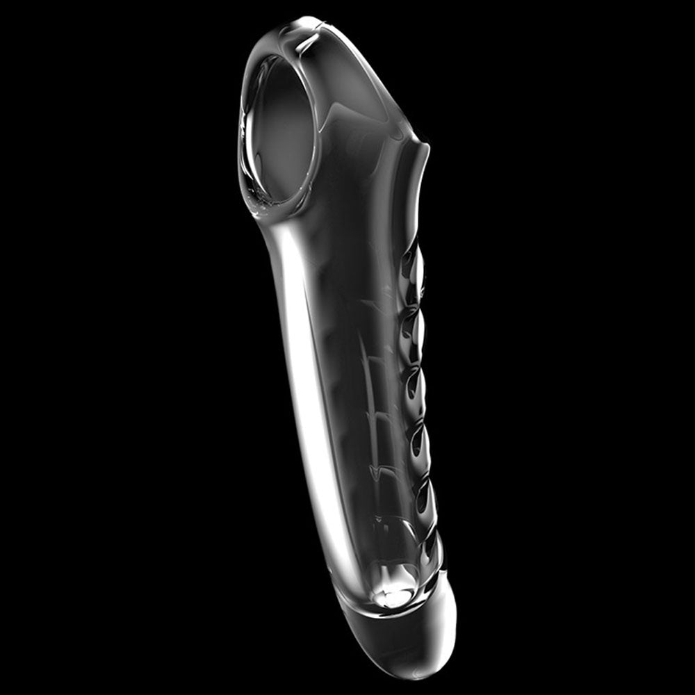 Adam & Eve Ridged Rider - Clear 22.9 cm Penis Extension Sleeve-I474 2400