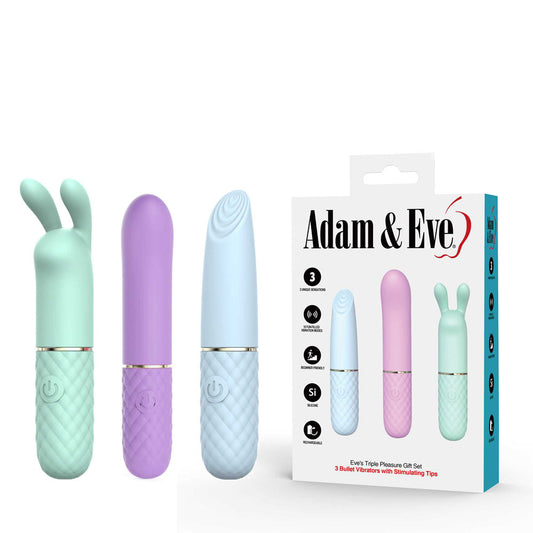 Adam & Eve TRIPLE PLEASURES - Coloured USB Rechargeable Vibrators - Set of 3-I477 0000