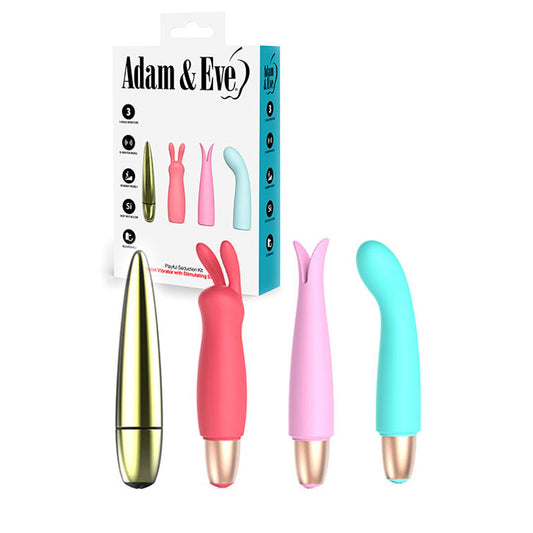 Adam & Eve PLAYFUL SEDUCTION KIT - USB Rechargeable Vibrator with 3 Interchangeable Sleeves-I479 0000