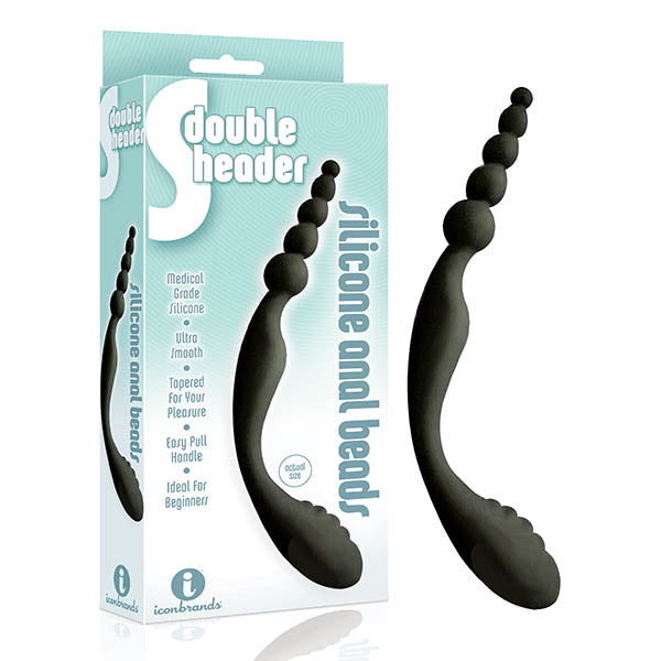 The 9s S-Double Header - Black Double Ended Anal Beads-IC2649-2