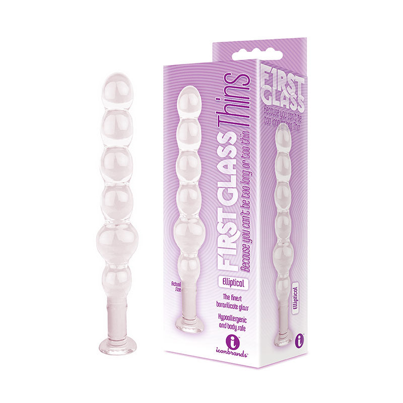 The 9s Glass First Thins, Elliptical - Clear Glass 17.8 cm Anal Beads