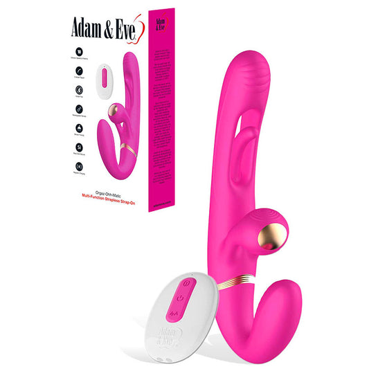 Adam & Eve ORGAZ-OHH-MATIC - Pink 23.5 cm USB Rechargeable Strapless Strap-On with Remote-J371 6200