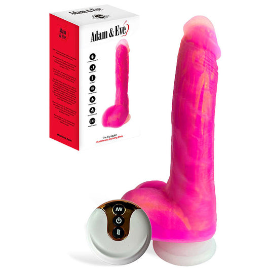Adam & Eve THE SQUIGGLER - Pink 22.8 cm USB Rechargeable Thrusting Vibrating & Gyrating Dildo with Wireless Remote - J841 1800