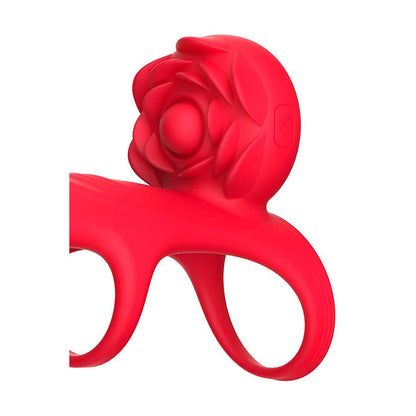 Adam & Eve VIBRATING ROSE COUPLES CAGE - Red USB Rechargeable Vibrating Penis Cage with Wireless Remote - J929 6000