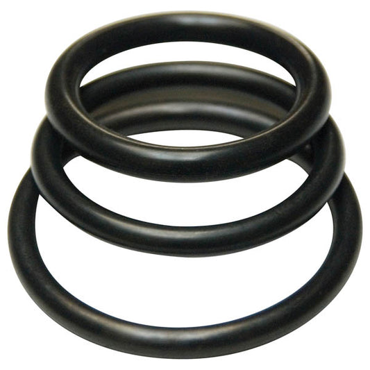 KinkLab Rubber Cock Rings - Black Rubber Cock Rings - Set of 3 Sizes-KL673