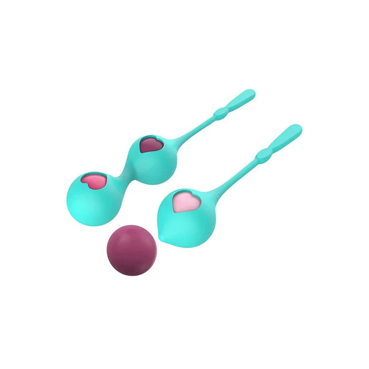 Adam & Eve EVES KEGEL HEARTS - Teal Weighted Kegel Balls - Set of 2 - L030 9000