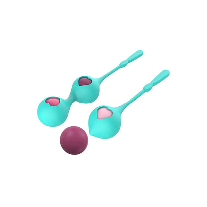 Adam & Eve EVES KEGEL HEARTS - Teal Weighted Kegel Balls - Set of 2 - L030 9000