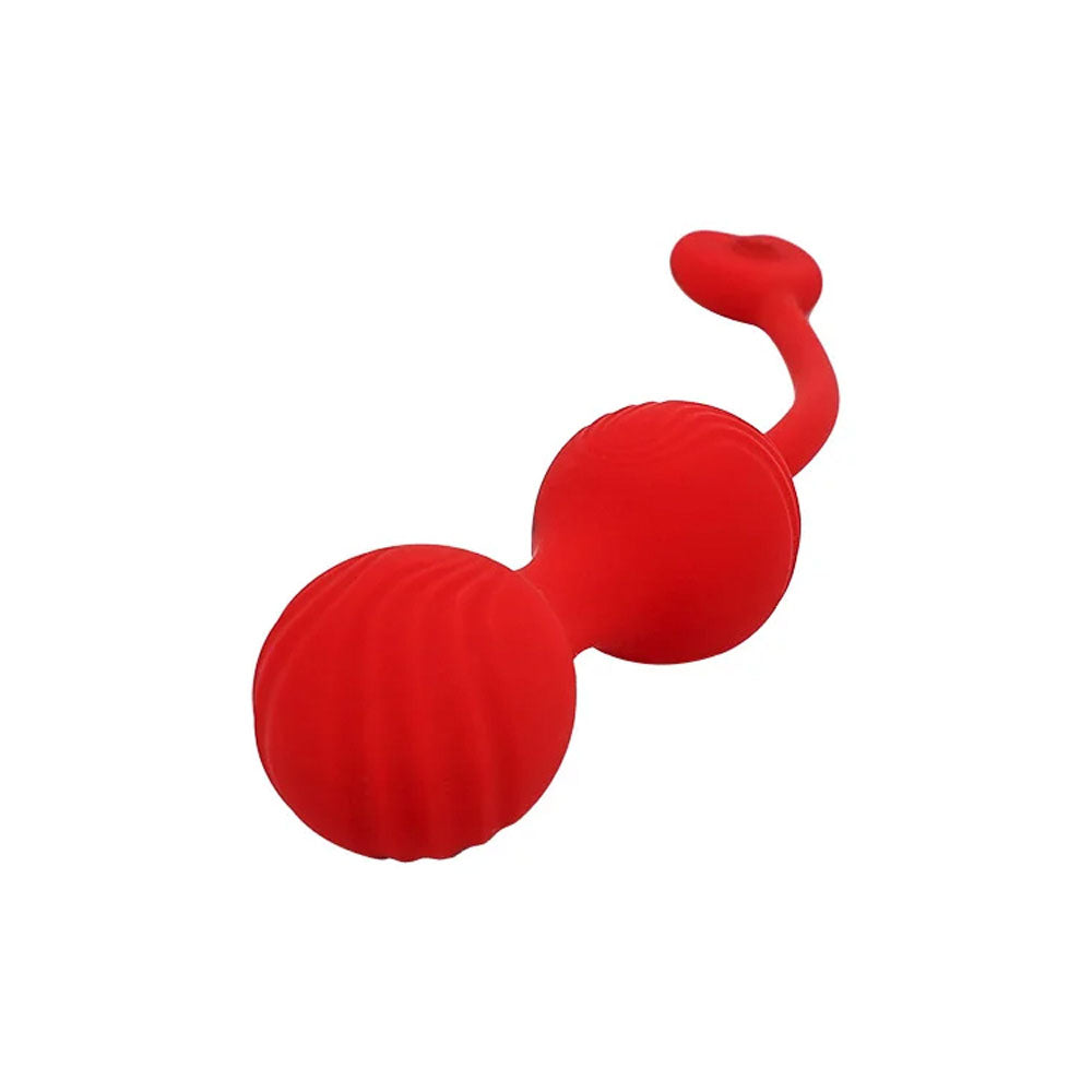 Adam & Eve SWEETHEART Kegel Trainer - Red USB Rechargeable Vibrating Kegel Balls with Remote - L360 6000