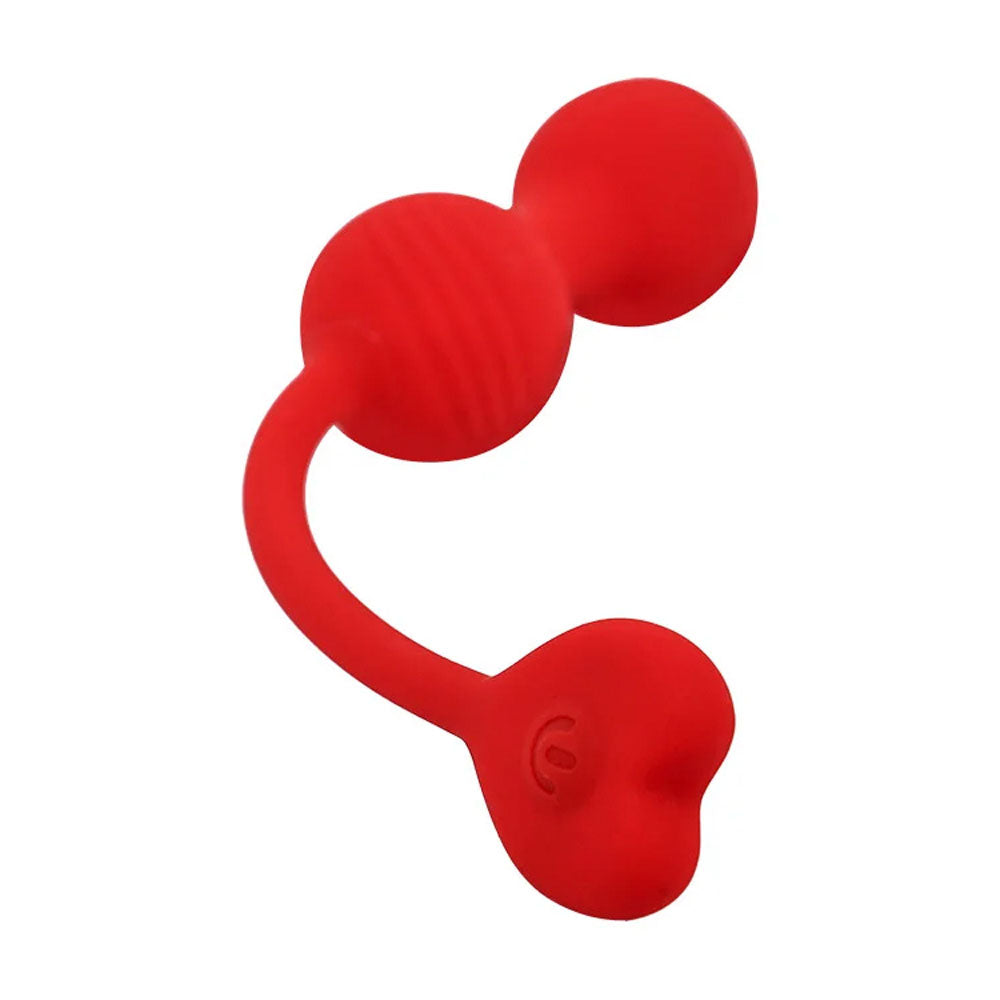 Adam & Eve SWEETHEART Kegel Trainer - Red USB Rechargeable Vibrating Kegel Balls with Remote - L360 6000
