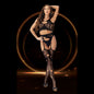 LAPDANCE 2pc Crop Top & Garter Hose Set - Black - One Size-LC127