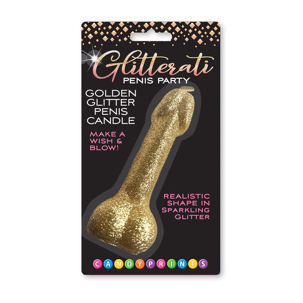 Glitterati Gold Glitter Penis Candle - Gold 10 cm Penis Party Candle-LGCP.1243