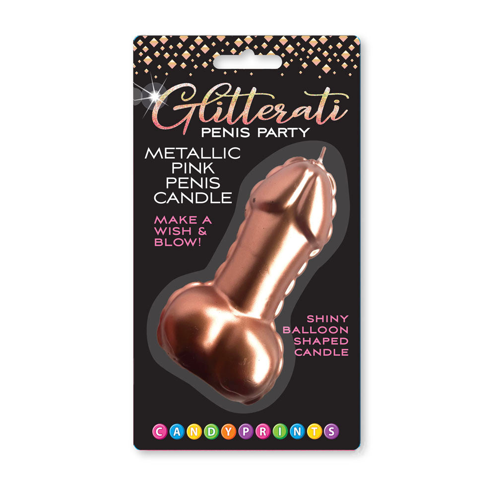 Glitterati Metallic Pink Penis Candle - Rose Gold 10 cm Penis Party Candle-LGCP.1245
