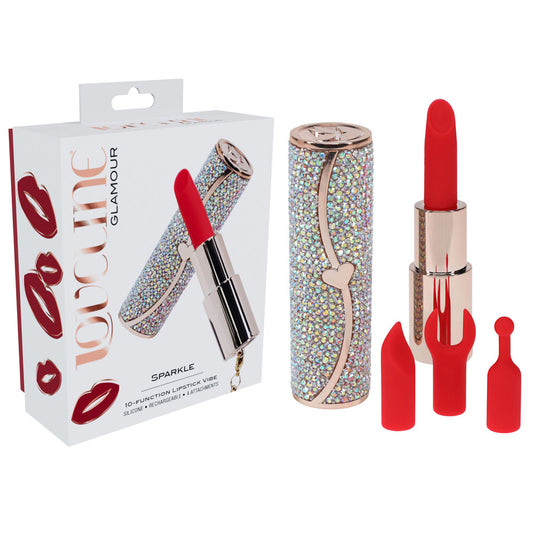LOVELINE Sparkle - Red 8.3 cm USB Rechargeable Lipstick Vibrator - LOVU099IRI