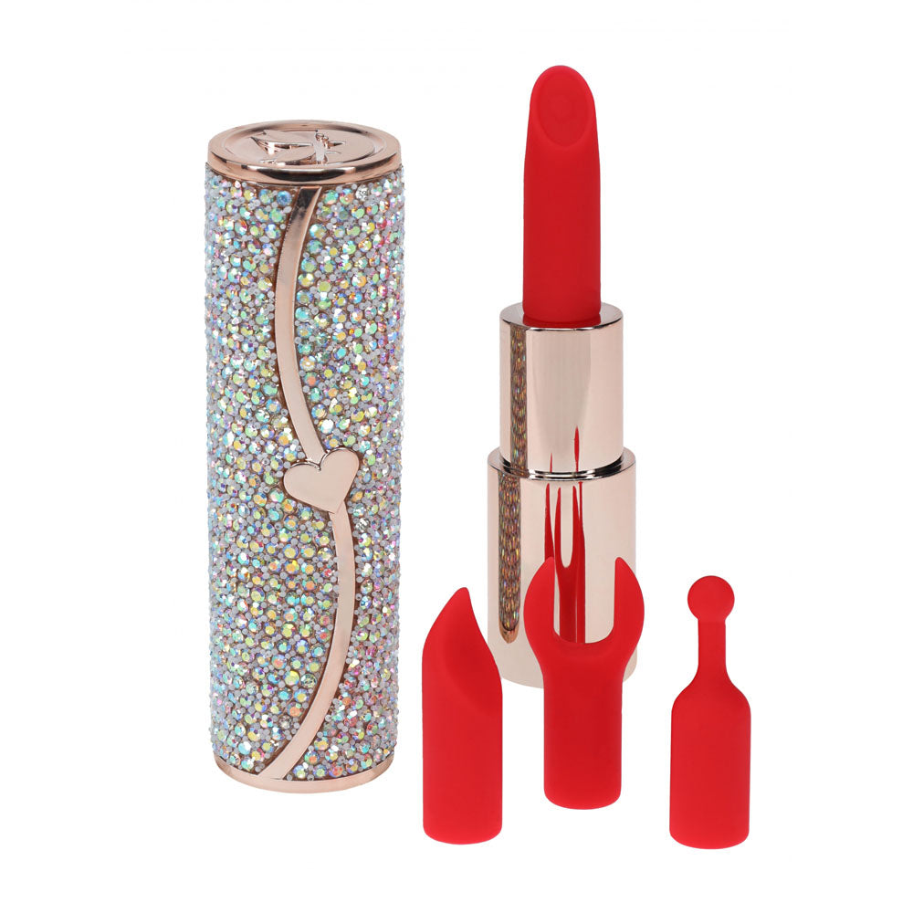 LOVELINE Sparkle - Red 8.3 cm USB Rechargeable Lipstick Vibrator - LOVU099IRI
