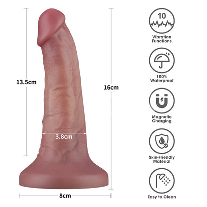 Dual Density Power Cock - 6 Inch Flesh - Flesh 16 cm USB Rechargeable Vibrating Dong-LV110201