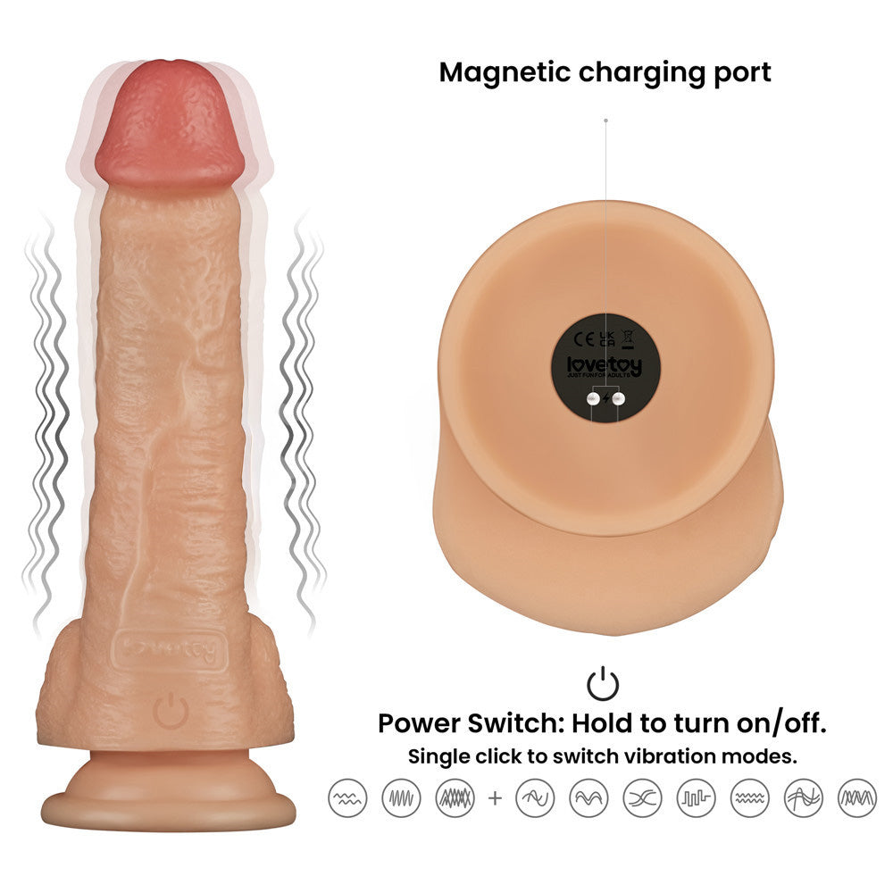 8 Inch Power Basics - Flesh 20 cm USB Rechargeable Vibrating Dong-LV111202