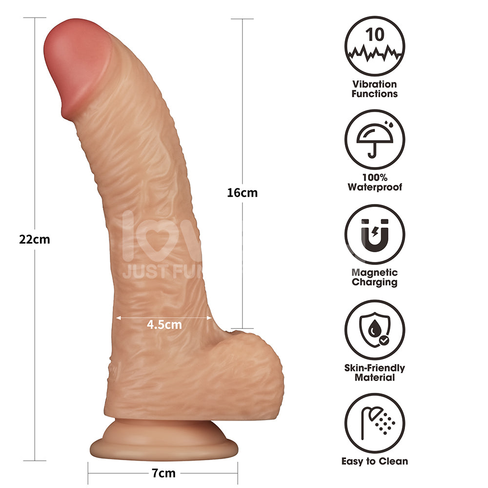 8.5 Inch Power Basics - Flesh 21.6 cm USB Rechargeable Vibrating Dong - LV111203