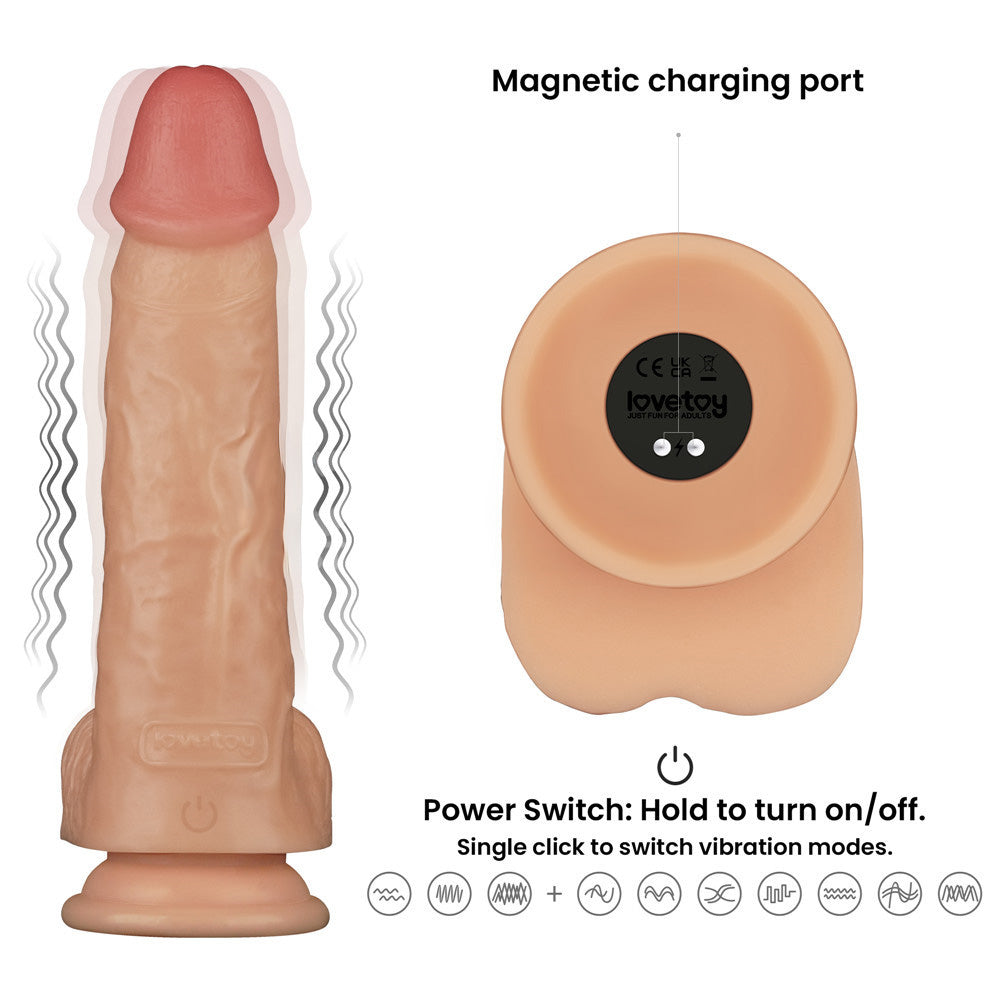 9 Inch Power Basics - Flesh 23 cm USB Rechargeable Vibrating Dong-LV111204