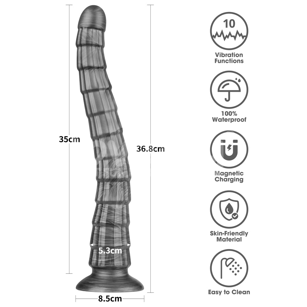 King Sized Vibrating Vibrax Slider - Grey 36.8 cm (14.5) USB Rechargeable Vibrating Dildo