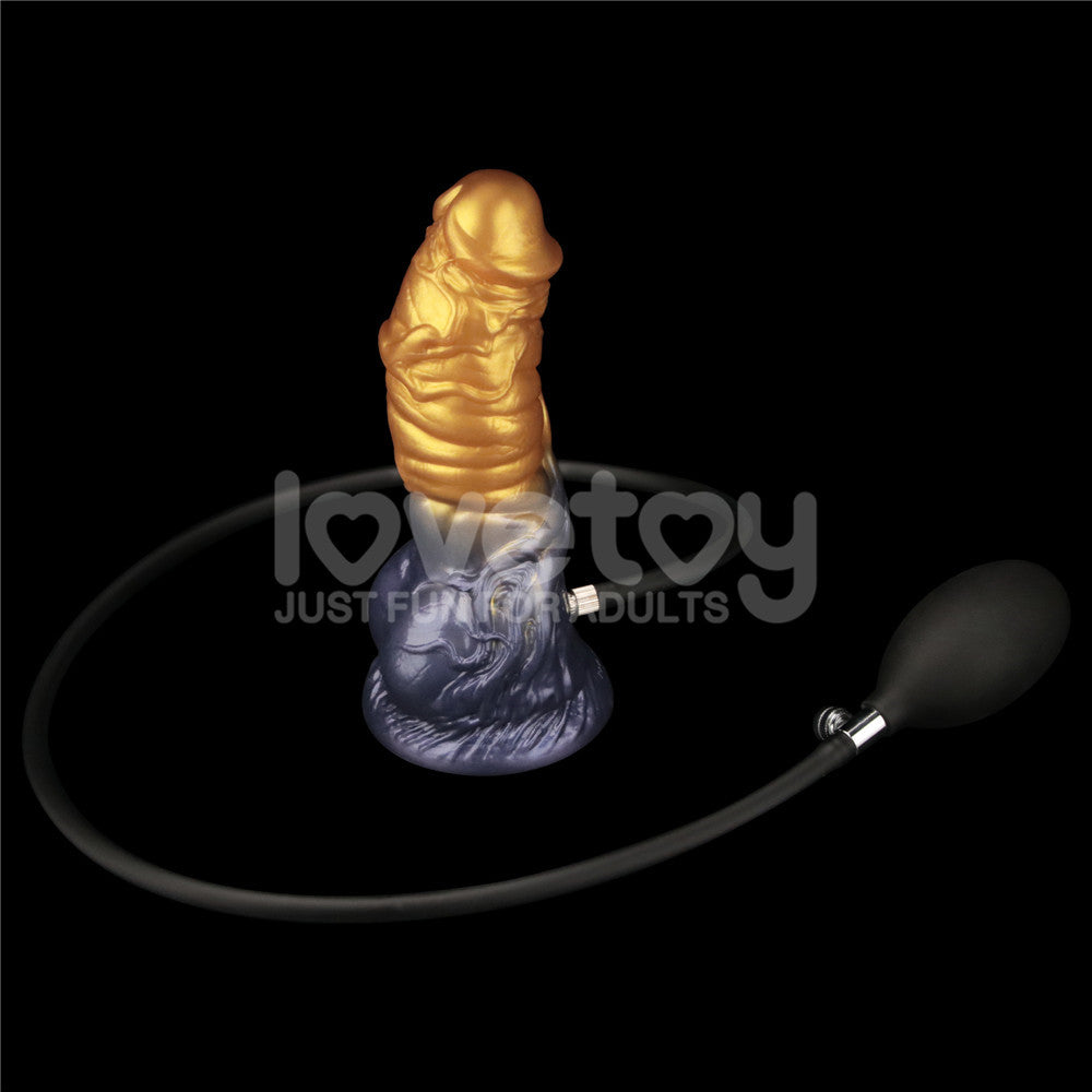 Aerosx 7.5 Inch Dual Density Inflatable Dildo - Gold/Blue 24 cm Inflatable Fantasy Dildo-LV416001