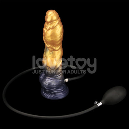 Aerosx 10 Inch Dual Density Inflatable Dildo - Gold/Blue 33 cm Inflatable Fantasy Dildo-LV416003