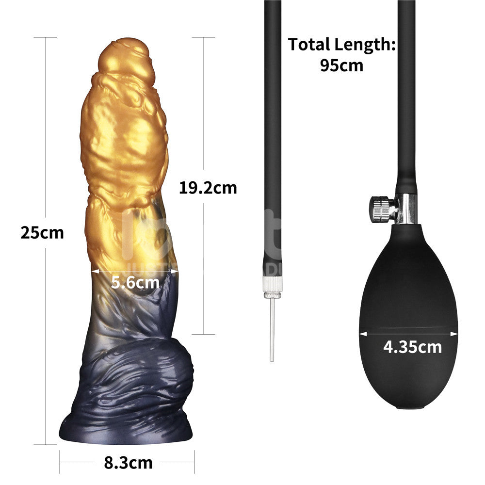 Aerosx 10 Inch Dual Density Inflatable Dildo - Gold/Blue 33 cm Inflatable Fantasy Dildo-LV416003