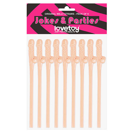 Jokes & Parties Original Willy Straws - Flesh Dicky Straws - Set of 9-LV765001A