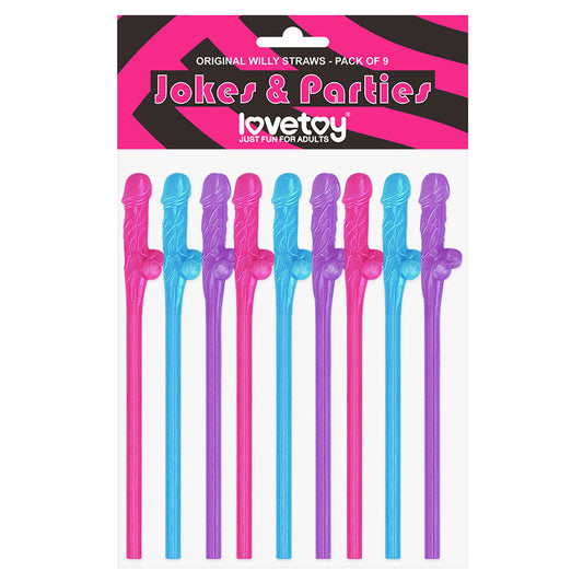 Jokes & Parties Original Willy Straws - Coloured Dicky Straws - Set of 9-LV765001C