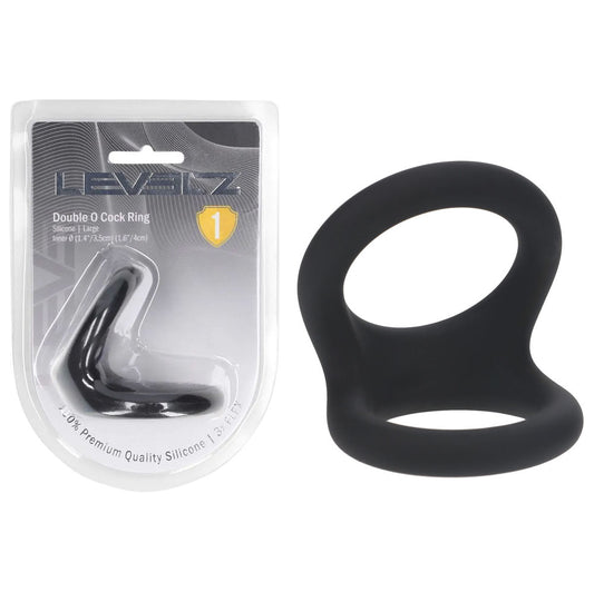 LEVELZ Double O Silicone Cock Ring - L - Black - Black Cock & Balls Rings-LVL01-0027BLK