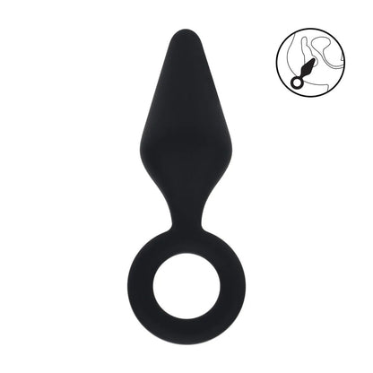 LEVELZ Silicone Anal Plug with Loop - Large - Black Large Butt Plug-LVL02-0008BLK