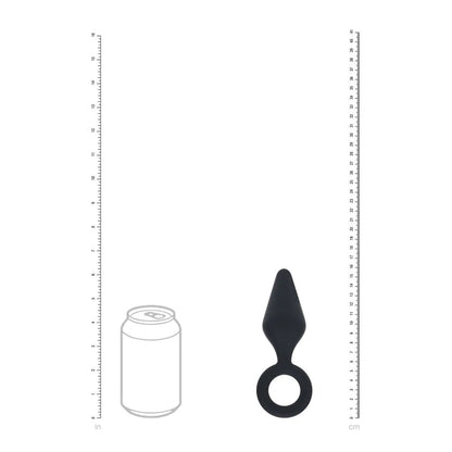 LEVELZ Silicone Anal Plug with Loop - Large - Black Large Butt Plug-LVL02-0008BLK
