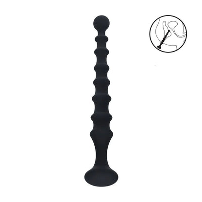 LEVELZ Ribbed Silicone Flared Anal Probe - Black 26.7 cm Anal Beads-LVL02-0030BLK