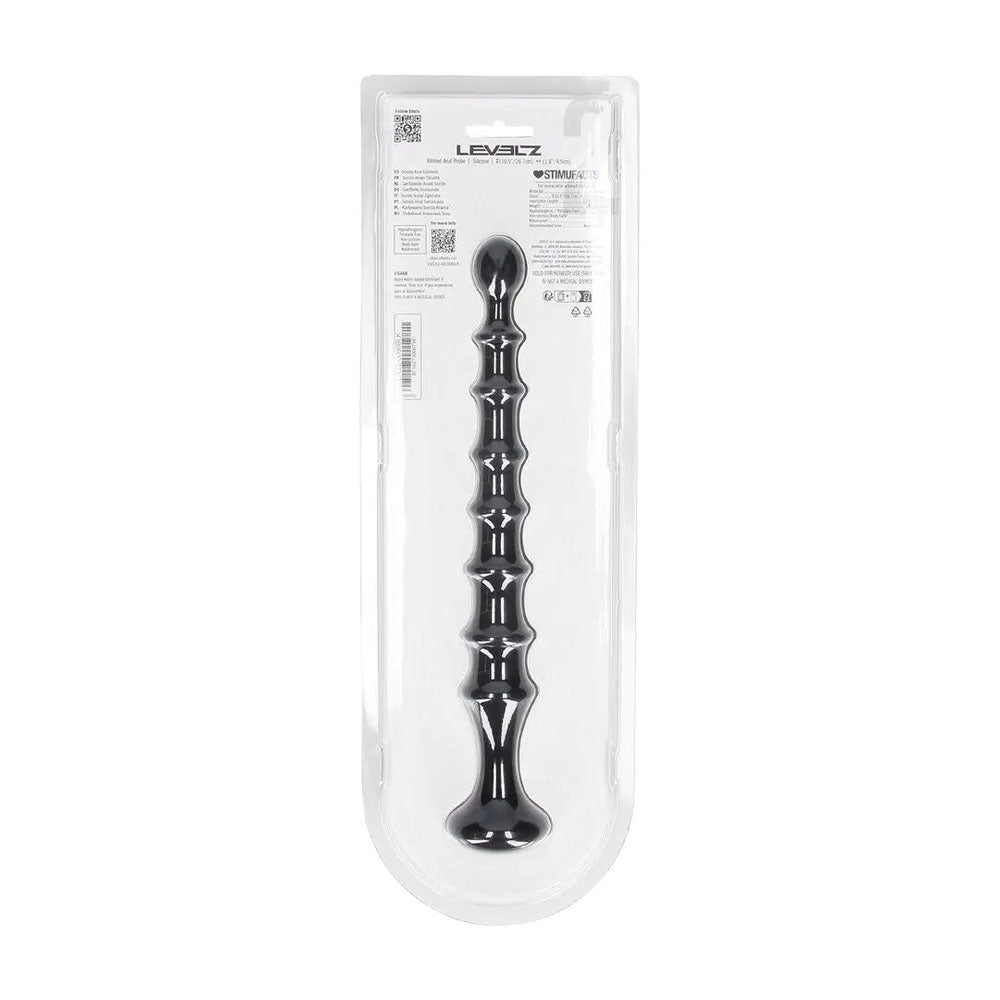 LEVELZ Ribbed Silicone Flared Anal Probe - Black 26.7 cm Anal Beads-LVL02-0030BLK