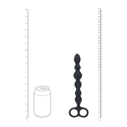 LEVELZ Beaded Silicone Anal Probe with Double Loop - Black 24.5 cm Anal Beads-LVL02-0031BLK