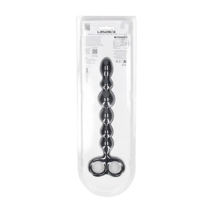 LEVELZ Beaded Silicone Anal Probe with Double Loop - Black 24.5 cm Anal Beads-LVL02-0031BLK