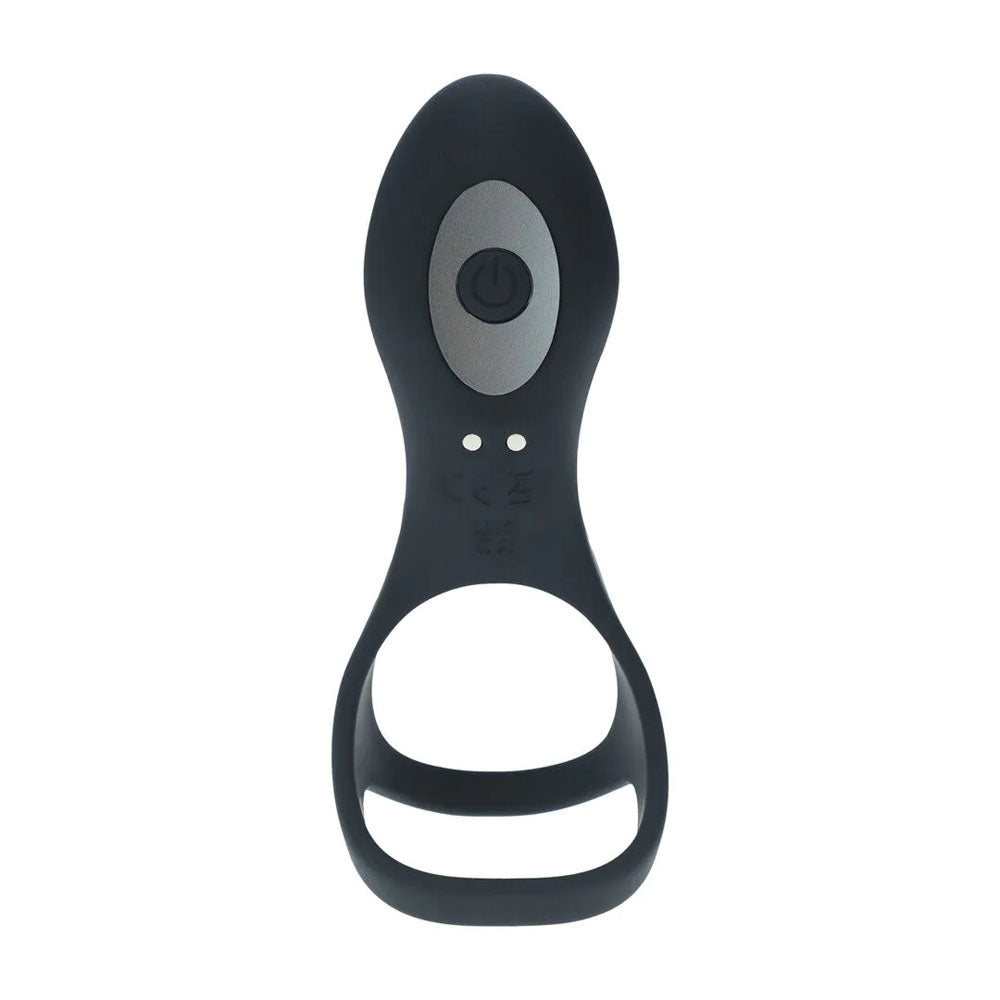 LEVELZ Vibrating Cock & Ball Ring with Shaft Loop - Black USB Rechargeable Vibrating Cock & Ball Rings-LVL03-0031BLK