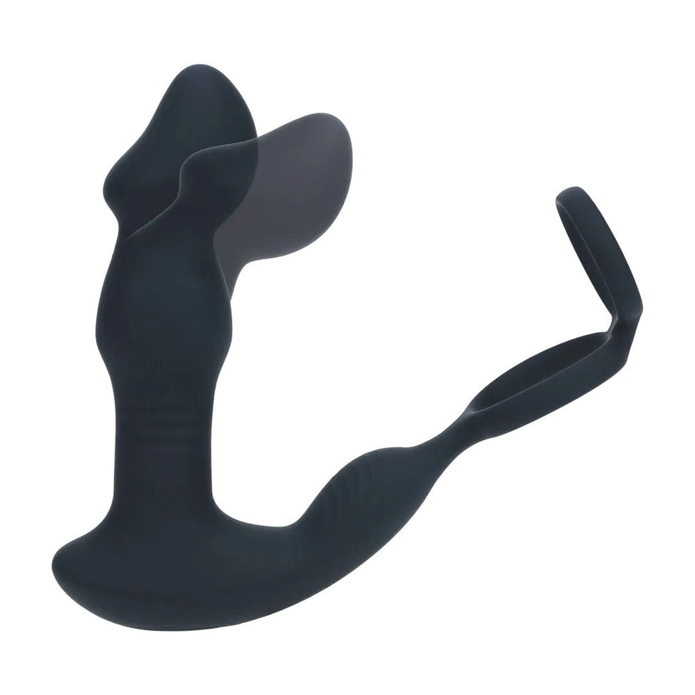 LEVELZ Remote Controlled Prostate Stimulator with Cock Ring - Black USB Rechargeable Vibrating Thrusting Prostate Massager with Cock Ring-LVL03-0042BLK