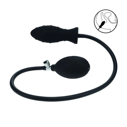 LEVELZ Ribbed Inflatable Anal Plug - Black Inflatable Butt Plug-LVL04-0001BLK