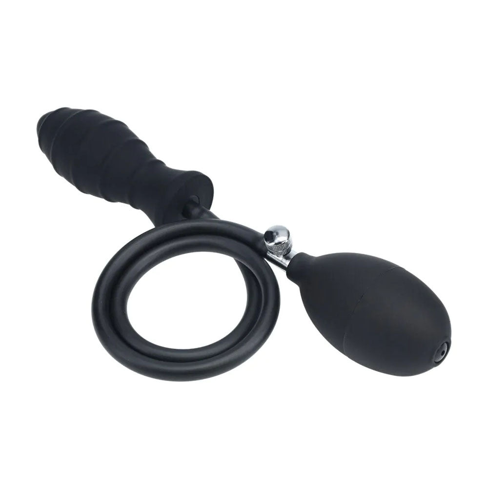 LEVELZ Ribbed Inflatable Anal Plug - Black Inflatable Butt Plug-LVL04-0001BLK