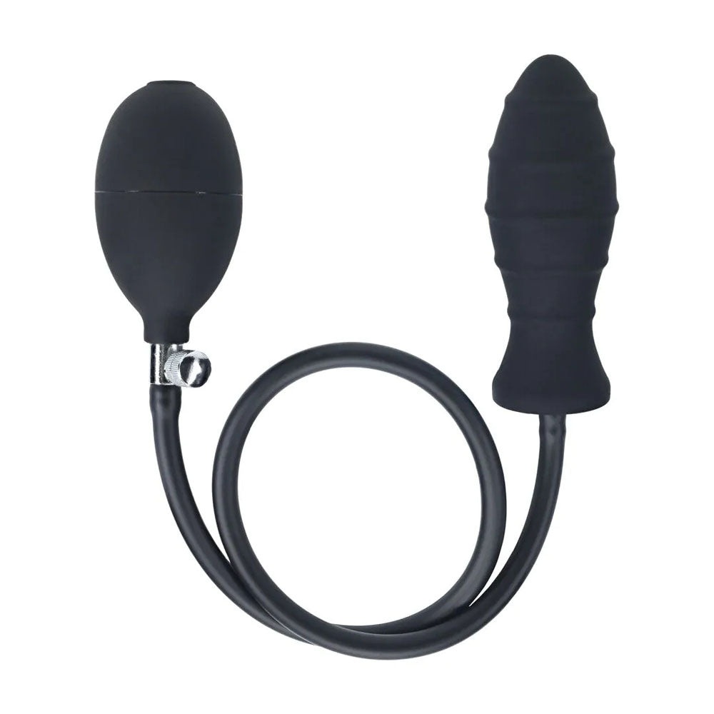 LEVELZ Ribbed Inflatable Anal Plug - Black Inflatable Butt Plug-LVL04-0001BLK