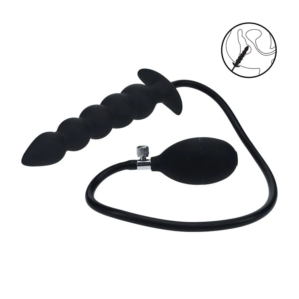 LEVELZ Beaded Inflatable Anal Plug - Black Inflatable Butt Plug-LVL04-0002BLK